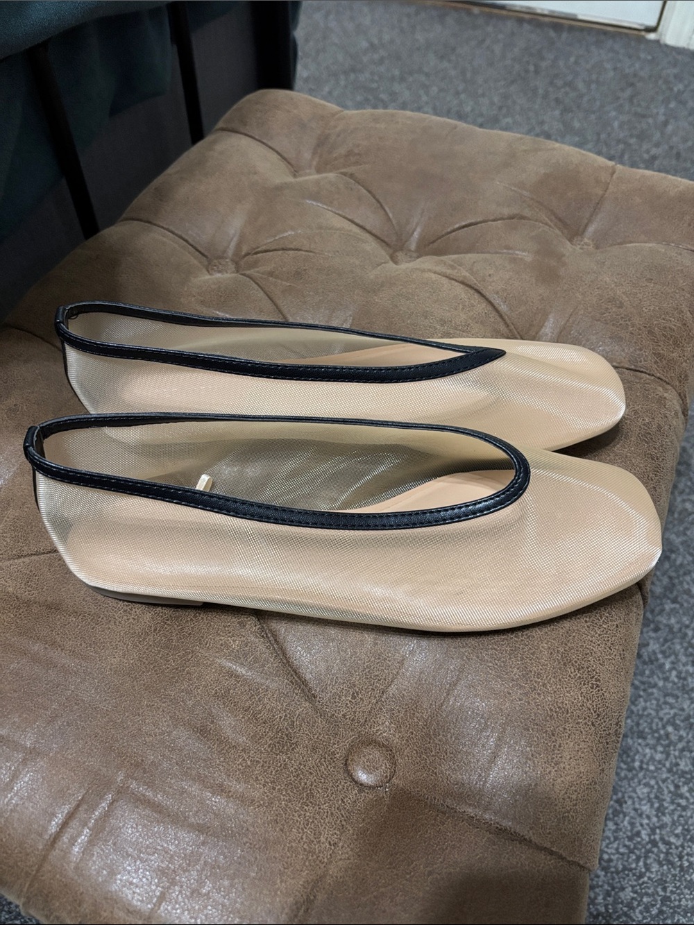 Classic Sheer Ballet Flats with Black Trim